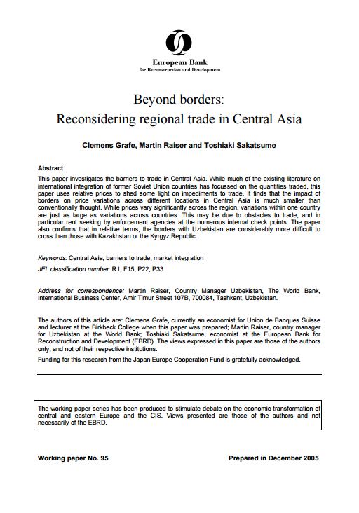 Beyond Borders: Reconsidering Regional Trade in Central Asia