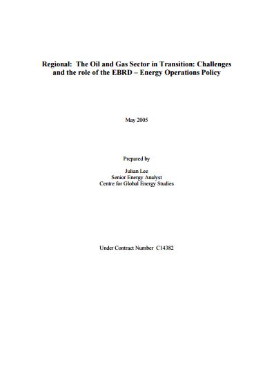 The Oil and Gas Sector in Transition: Challenges and the Role of the EBRD – Energy Operations Policy