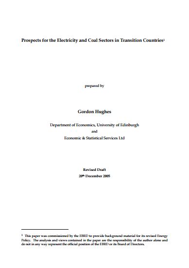 Prospects for the Electricity and Coal Sectors in Transition Countries