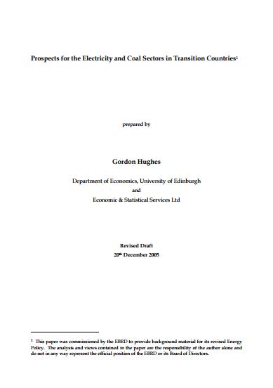 Prospects for the Electricity and Coal Sectors in Transition Countries