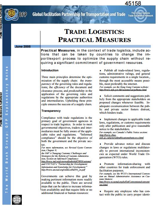 Trade Logistics: Practical Measures