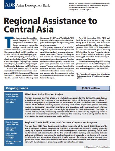 Regional Assistance to Central Asia