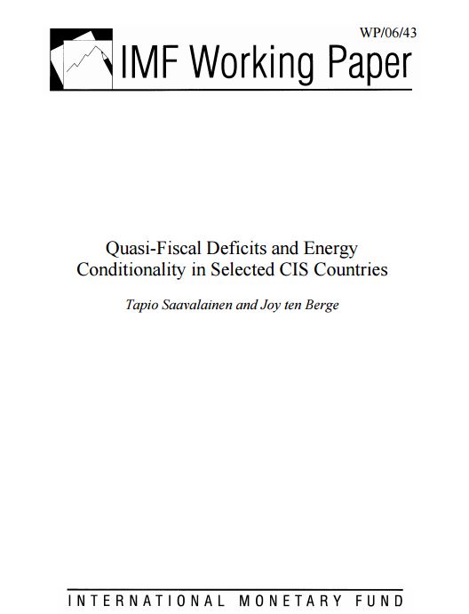 Quasi-Fiscal Deficits and Energy Conditionality in Selected CIS Countries