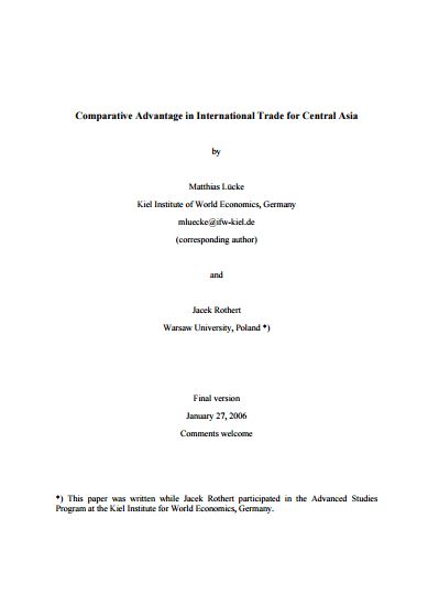 Comparative Advantage in International Trade for Central Asia