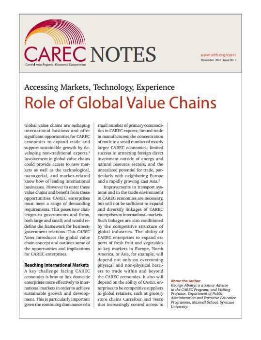 Role of Global Value Chains: Accessing Markets, Technology, Experience