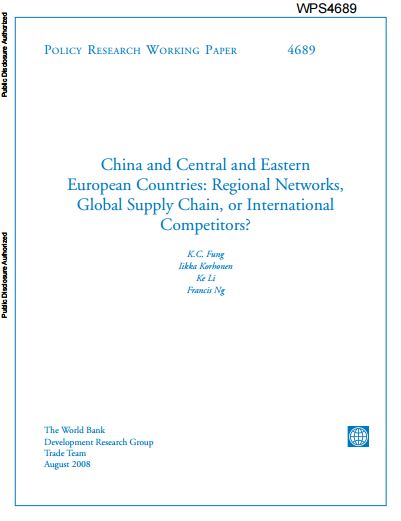 [People’s Republic of] China and Central and Eastern European Countries: Regional Networks, Global Supply Chain, or International Competitors?