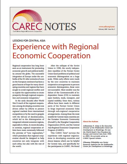 Lessons for Central Asia: Experience with Regional Economic Cooperation
