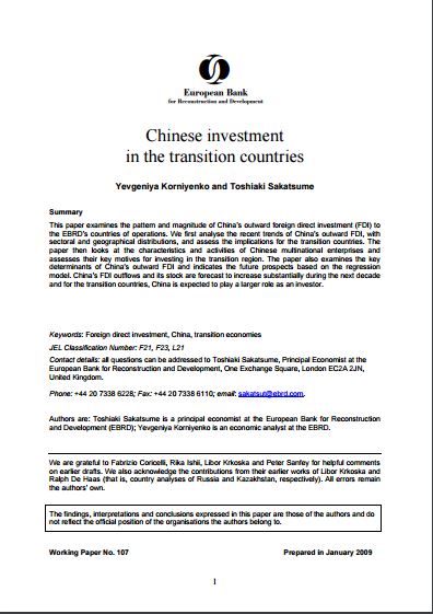 Chinese Investment in the Transition Economies