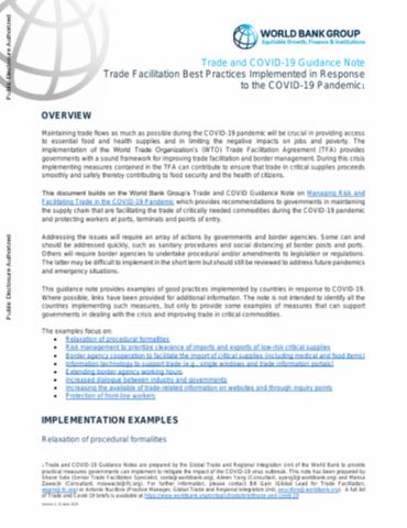 Do’s and Don’ts of Trade Policy in the Response to COVID-19