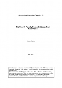 The Growth-Poverty Nexus: Evidence from Kazakhstan