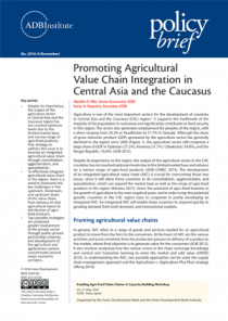Promoting Agricultural Value Chain Integration in Central Asia and the Caucasus